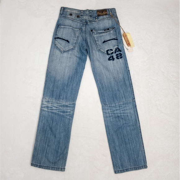 Vintage Y2K Cars Jeans - Men's Straight Leg Stencil Logo Denim Pants -β Size 14 - Picture 1 of 12